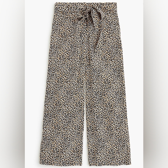 J Crew Wide Leg Cropped Leopard Print Pants - Picture 2 of 9